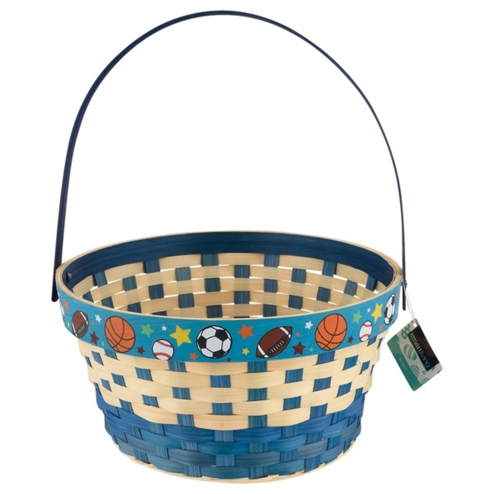 Boys Blue and Cream Sports Storage Basket NWT